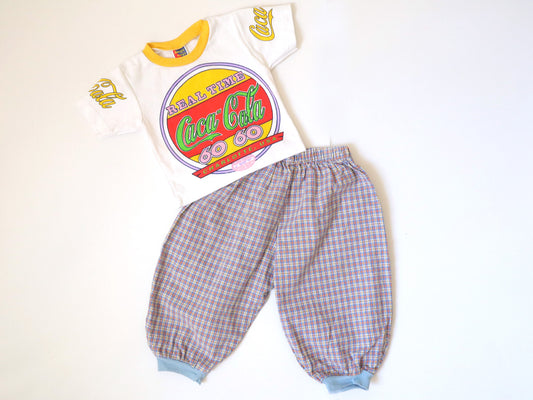 ヴィンテージ「J'AIME GRAND PAPA」ベビーTシャツ + サマーショーツセット / 6-12ヶ月