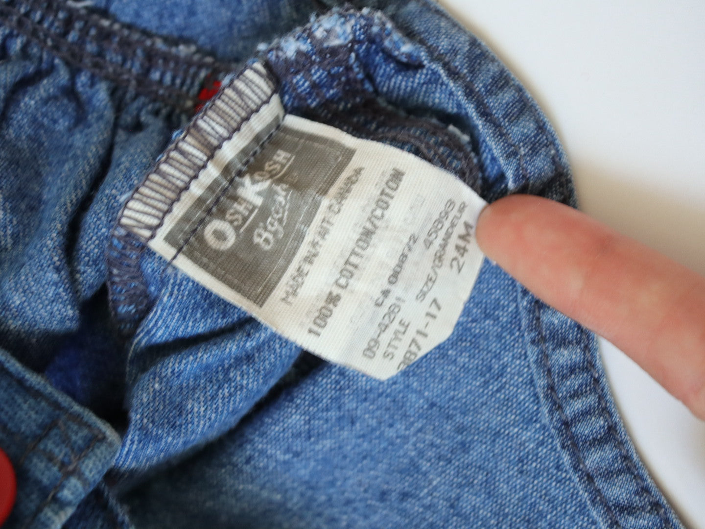 Vintage OSHKOSH Apple Embroidered Denim Dress / 24M