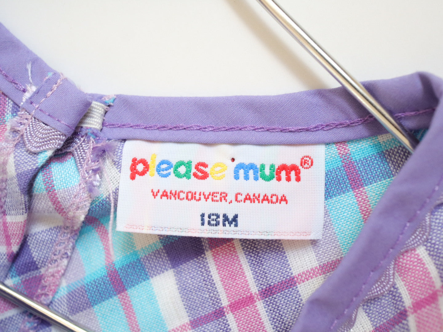 Vintage Please mum Apple Purple Plaid Cotton Dress / 18M