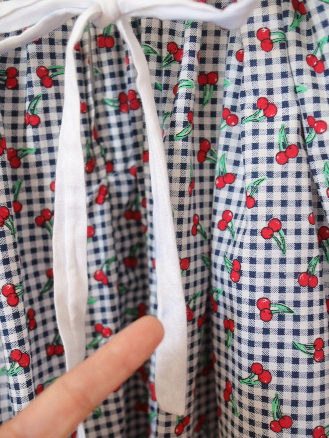 Vintage Cherry Gingham Printed Summer Dress / 4-5Y