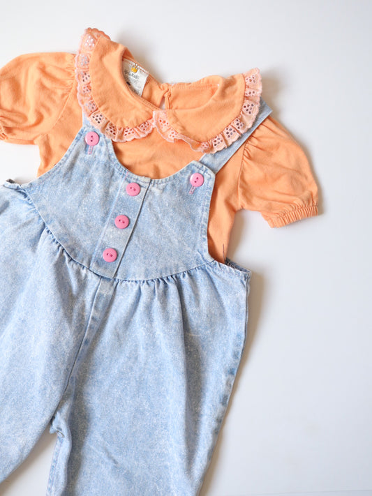 Vintage Orange Frilled Collar Baby T-Shirt / 12-18M