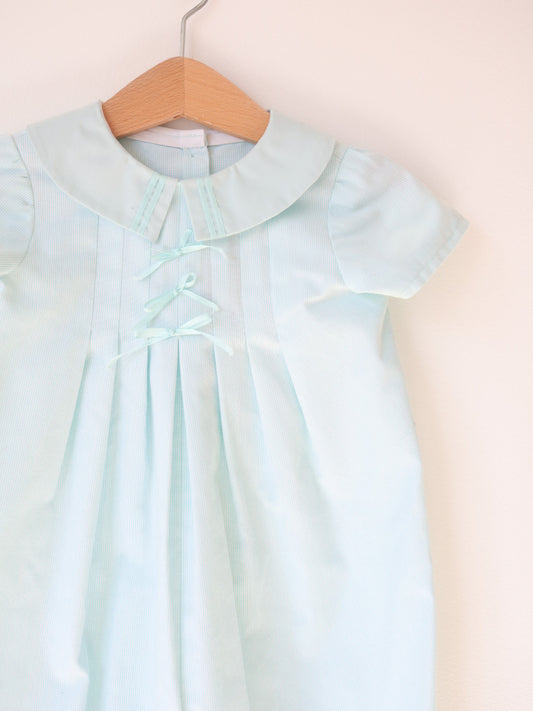 Vintage Baby Blue 3 Bows Rompers / 9-12M