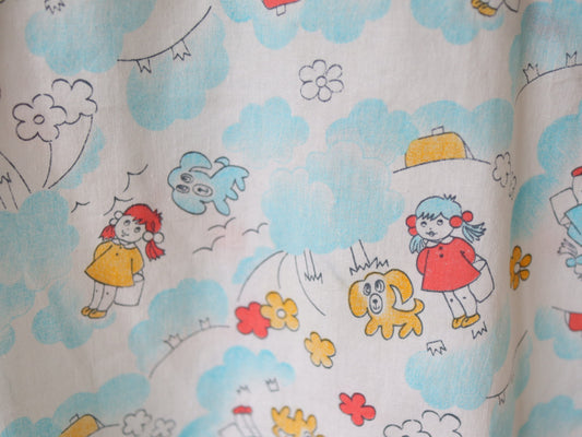 Retro Girl Dog Print Dress for baby or Top for toddler / 6-24M+
