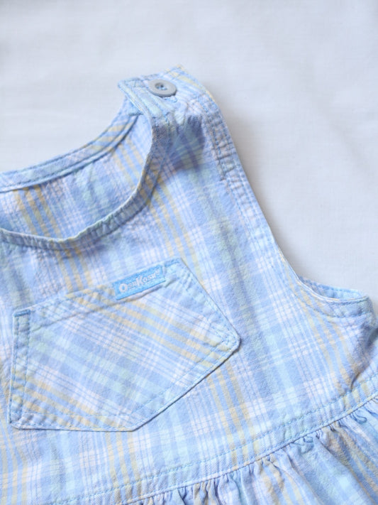 Vintage Oshkosh B'gosh Light Blue Plaid Cotton Dress / 3Y