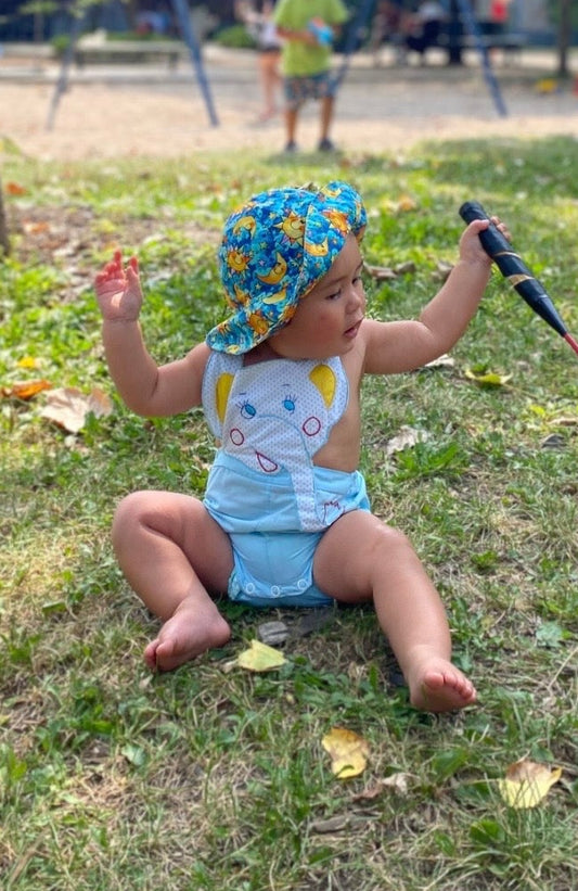 Vintage Elephant Face Baby Summer Romper / 6-9M