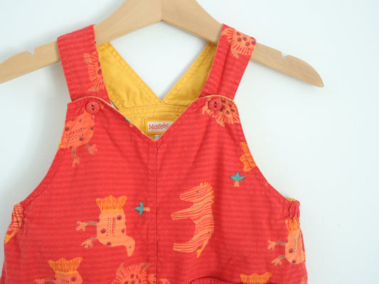 Retro Orange Animal Print Short Overall / 12M