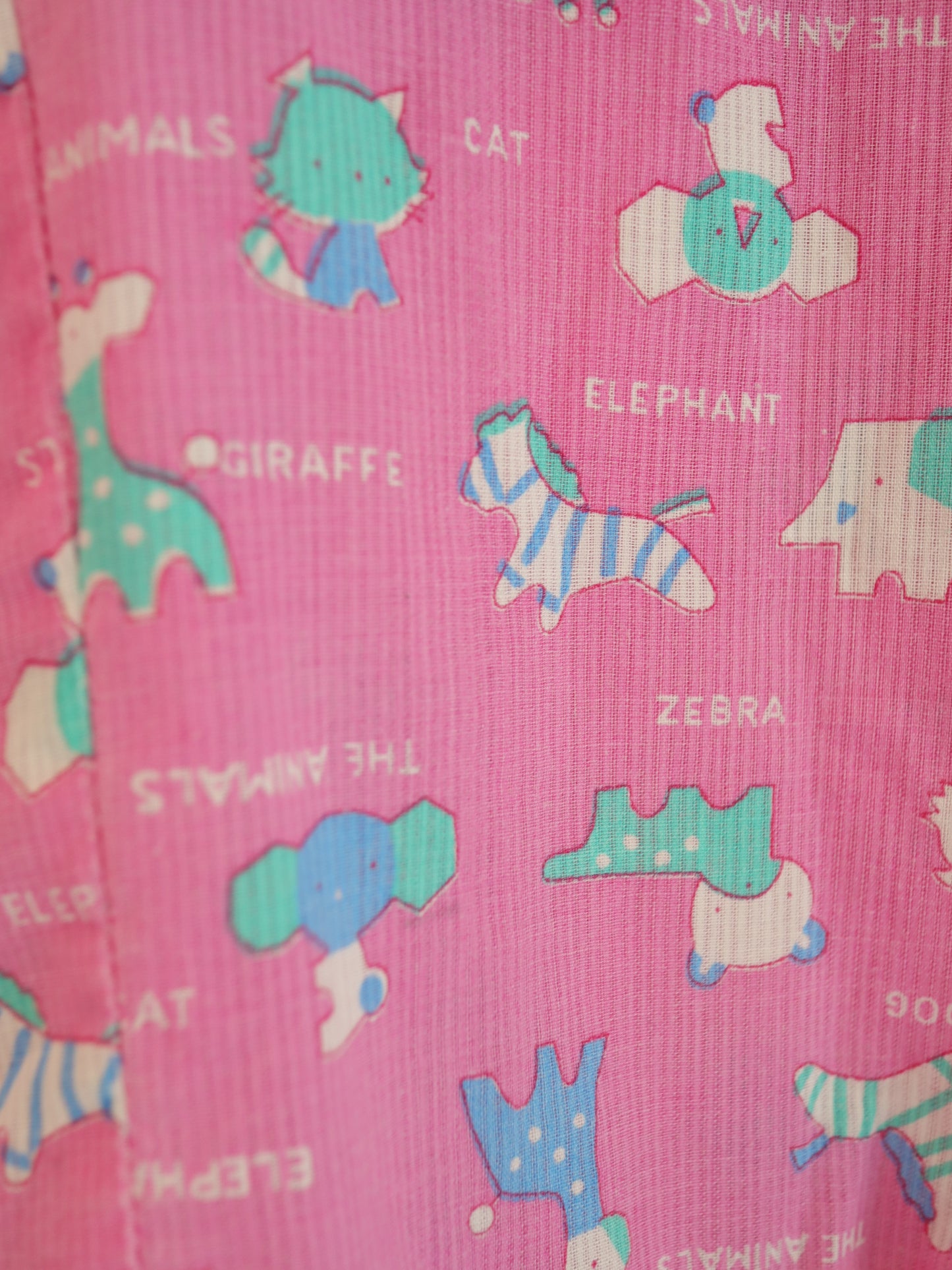 Robe vintage rose à imprimé animal et col lacé / 2-3 ans