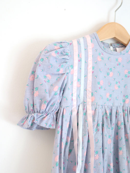 Vintage Purple/Pink Floral Ribbon Dress / 2-3Y
