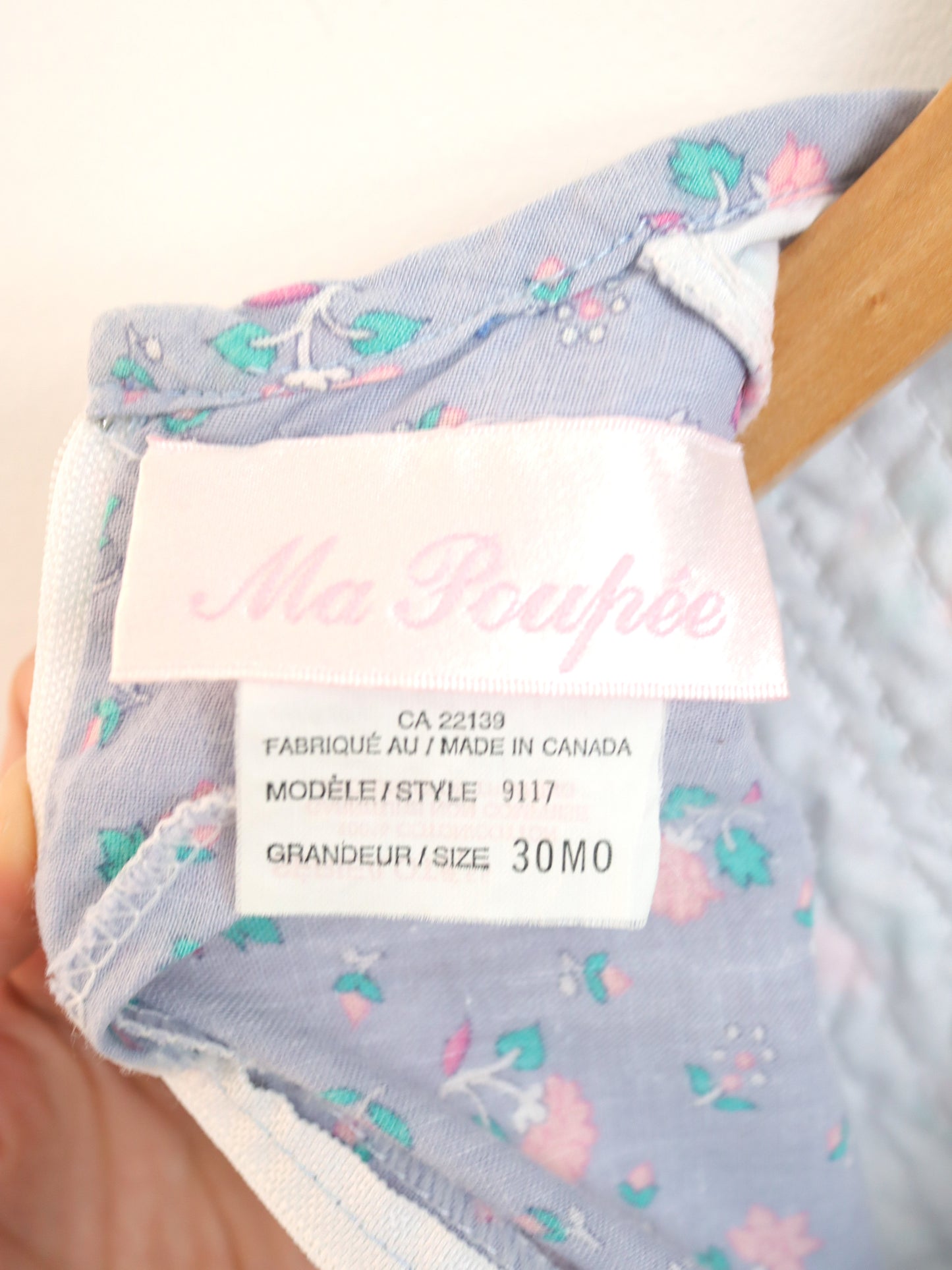 Robe vintage à rubans floraux violet/rose / 2-3 ans