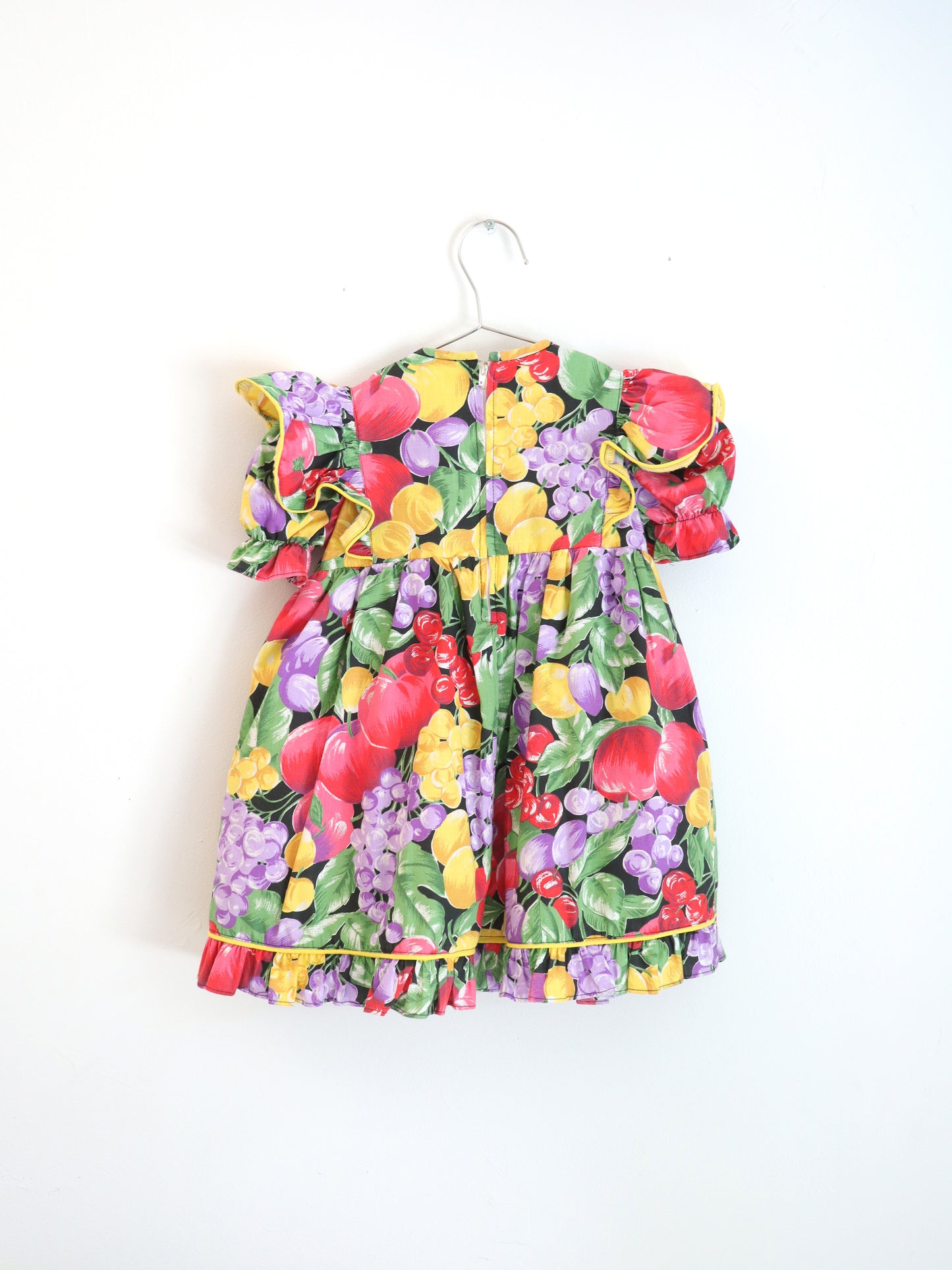 Robe à manches volantées et imprimé fruits vintage / 2-3 ans