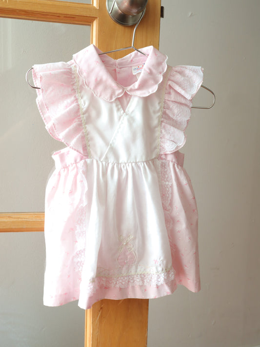 Vintage Pink Laced Sleeve Dress / 18M
