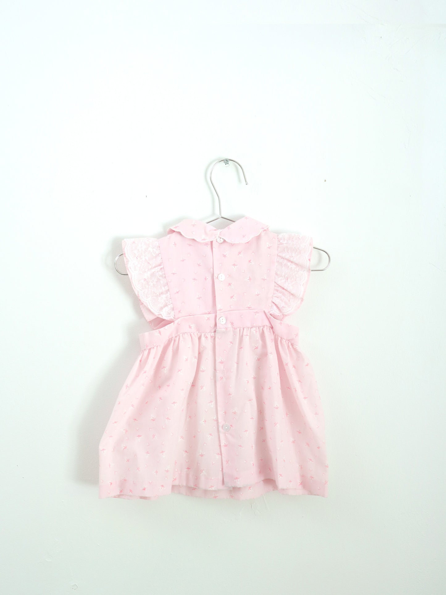Vintage Pink Laced Sleeve Dress / 18M