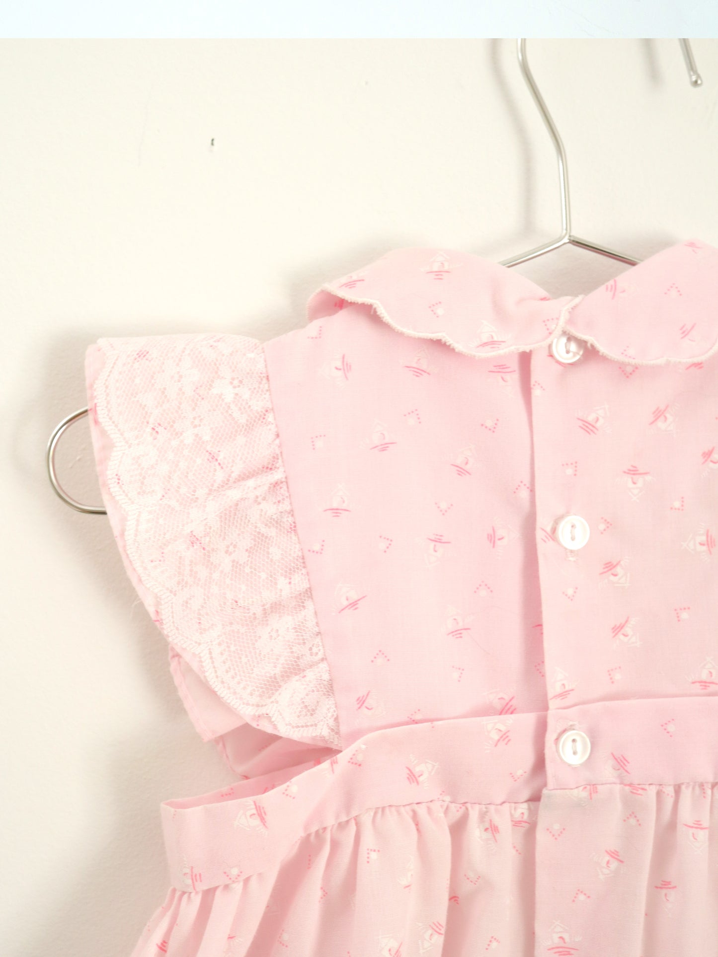 Vintage Pink Laced Sleeve Dress / 18M