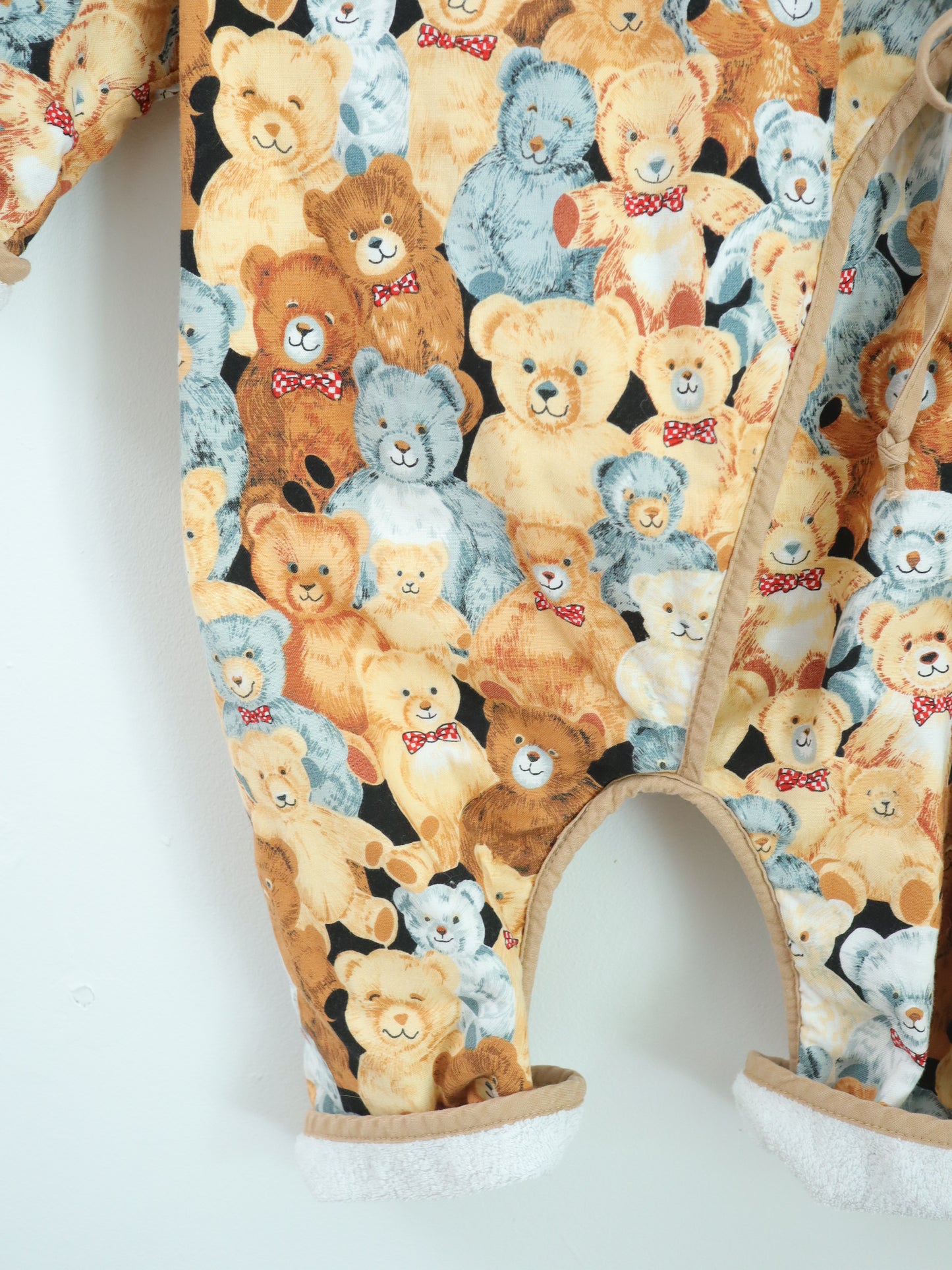 Vintage Teddy Bears Terrycloth Lining Rompers / 12-18M