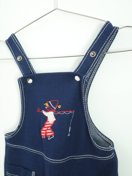 Vintage Fishing Man Navy Flared Overall / 18M