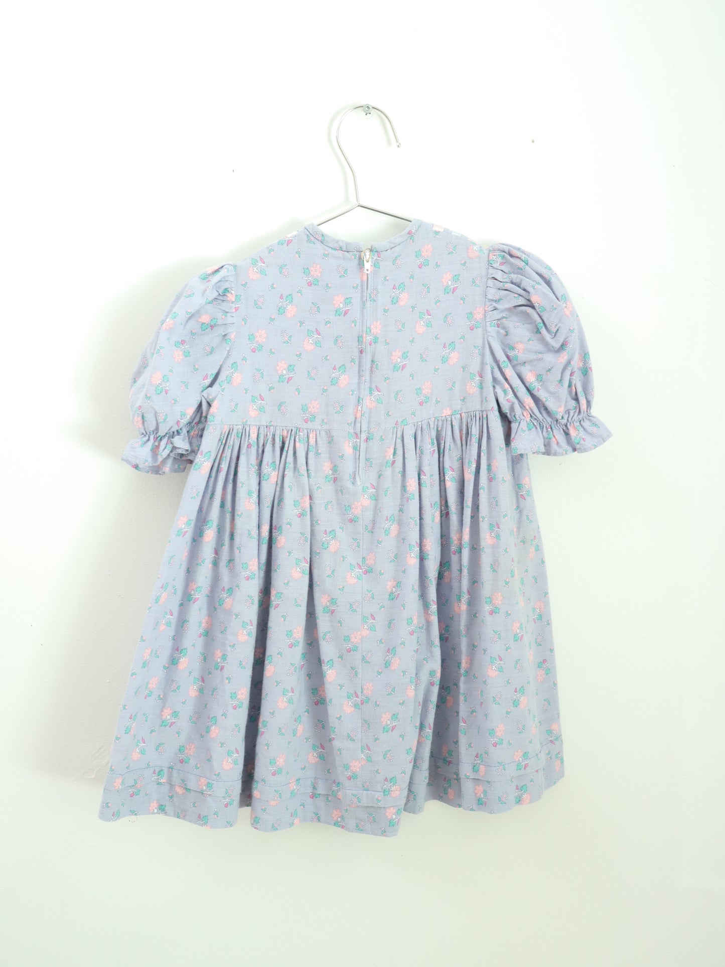 Robe vintage à rubans floraux violet/rose / 2-3 ans