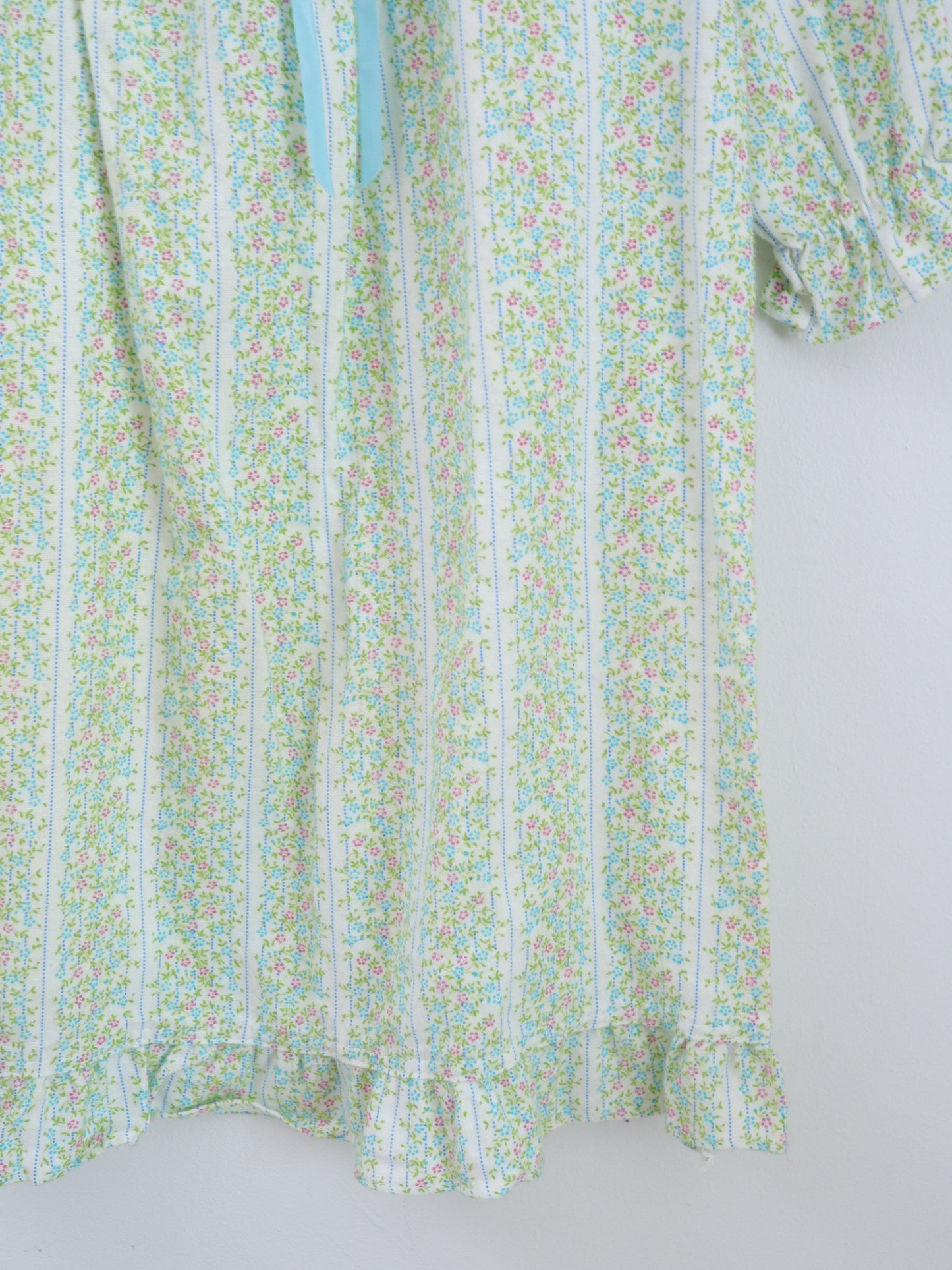 Vintage Green Floral Cotton Night Dress / 2-3Y