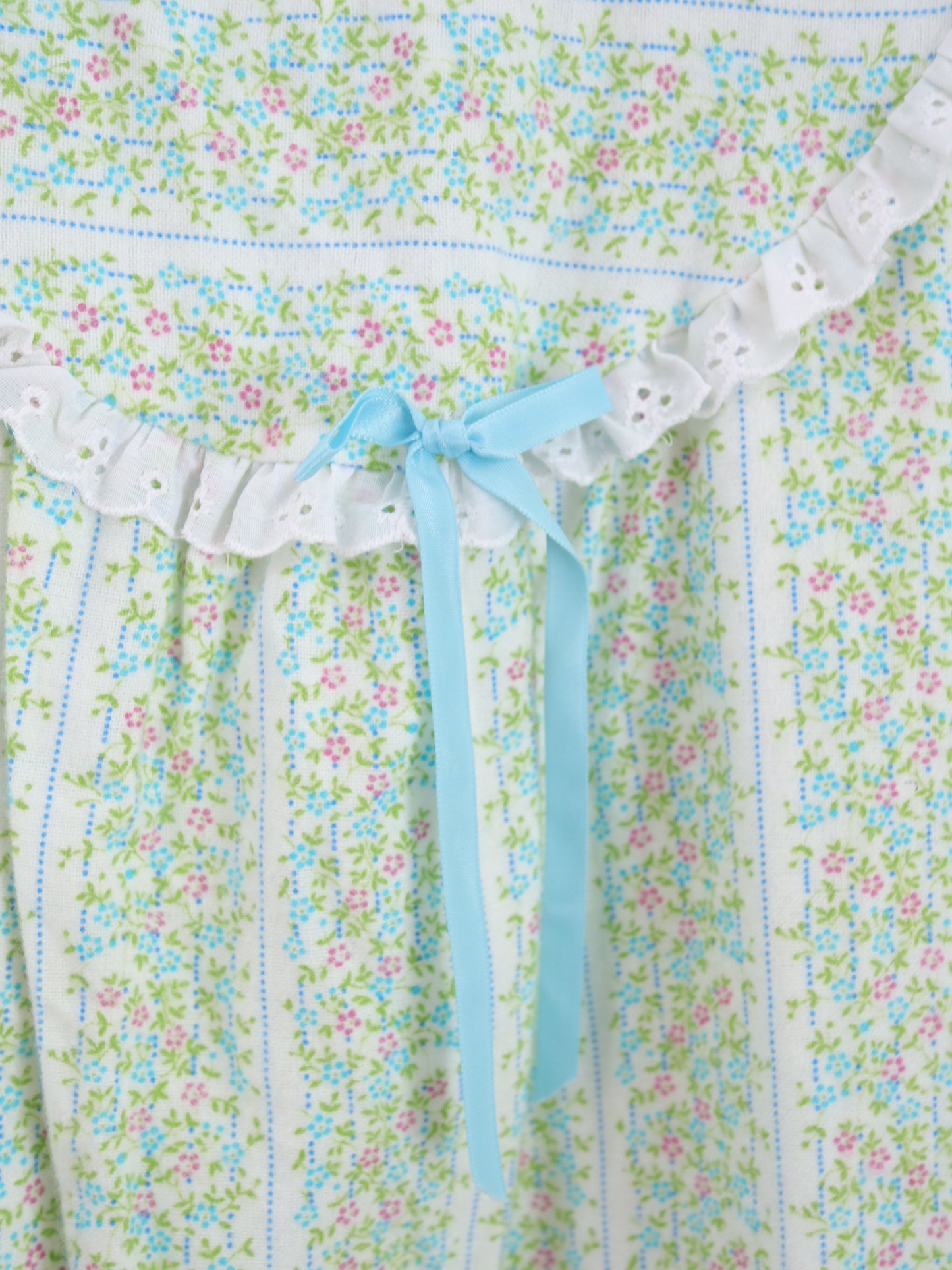 Vintage Green Floral Cotton Night Dress / 2-3Y