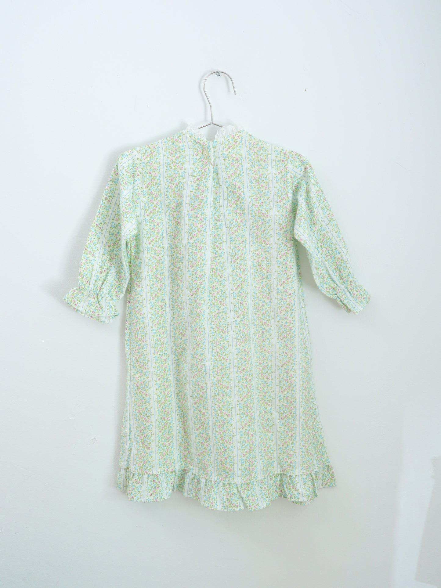Vintage Green Floral Cotton Night Dress / 2-3Y