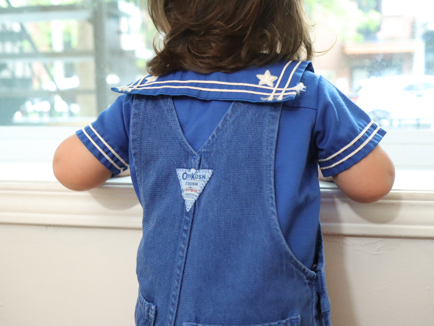 Vintage OSHKOSH Blue Cotton Baby Overall / 12-18M