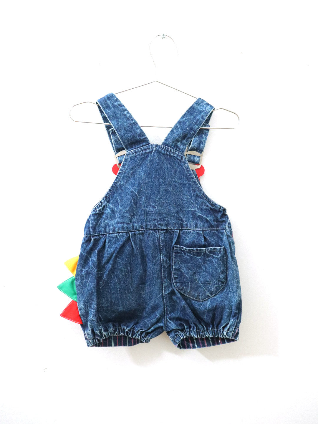 Vintage 80s Multi Colour Block Denim Short Overall / 2Y