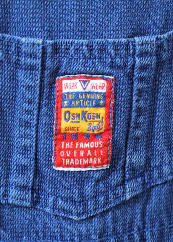 Vintage OSHKOSH Blue Cotton Baby Overall / 12-18M
