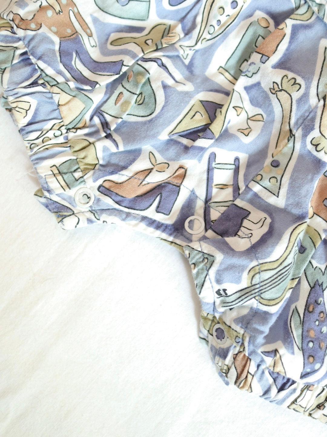 SET of 2 Vintage Baby Retro Print Short Rompers / 6M