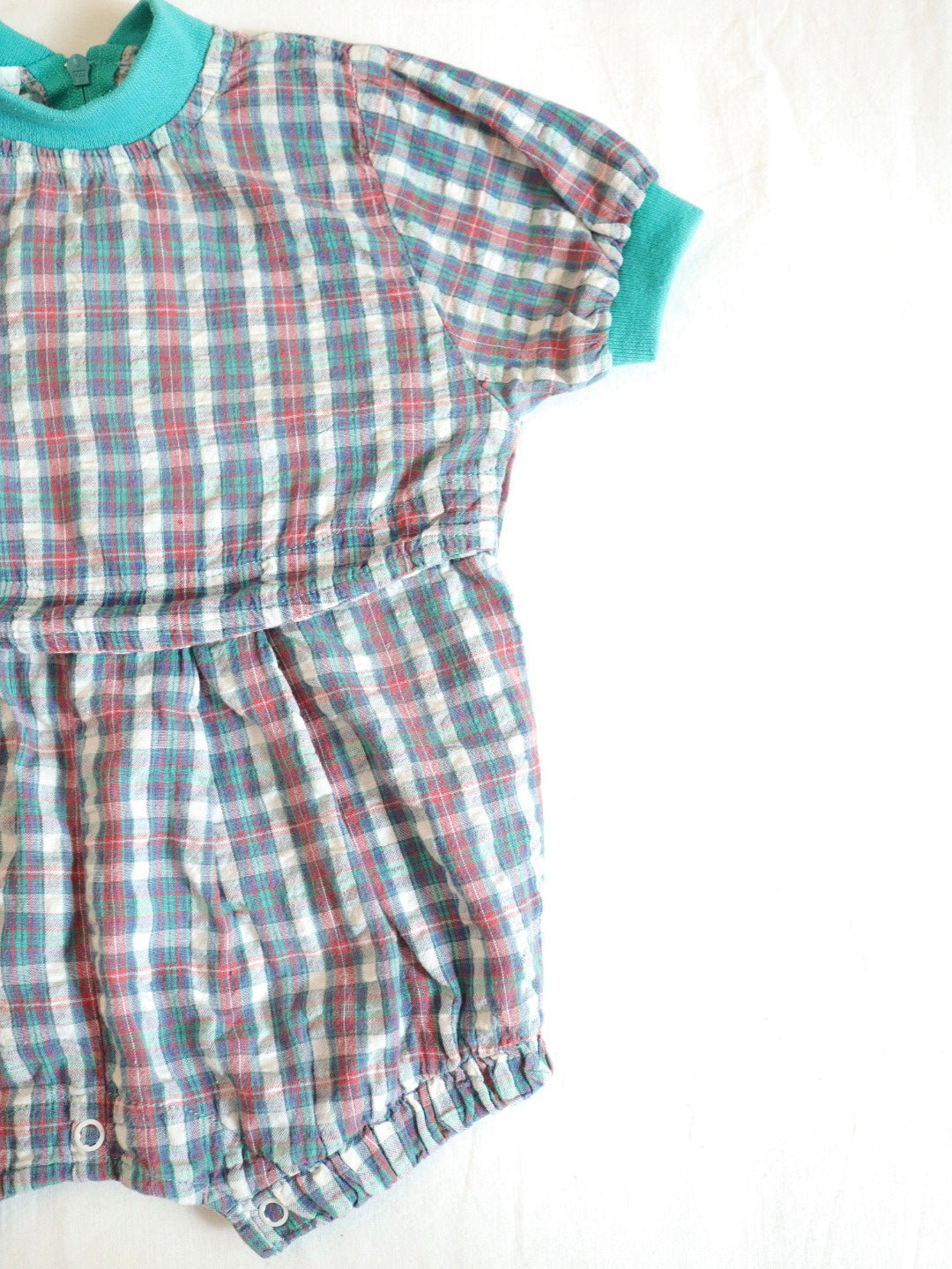 SET of 2 Vintage Baby Retro Print Short Rompers / 6M