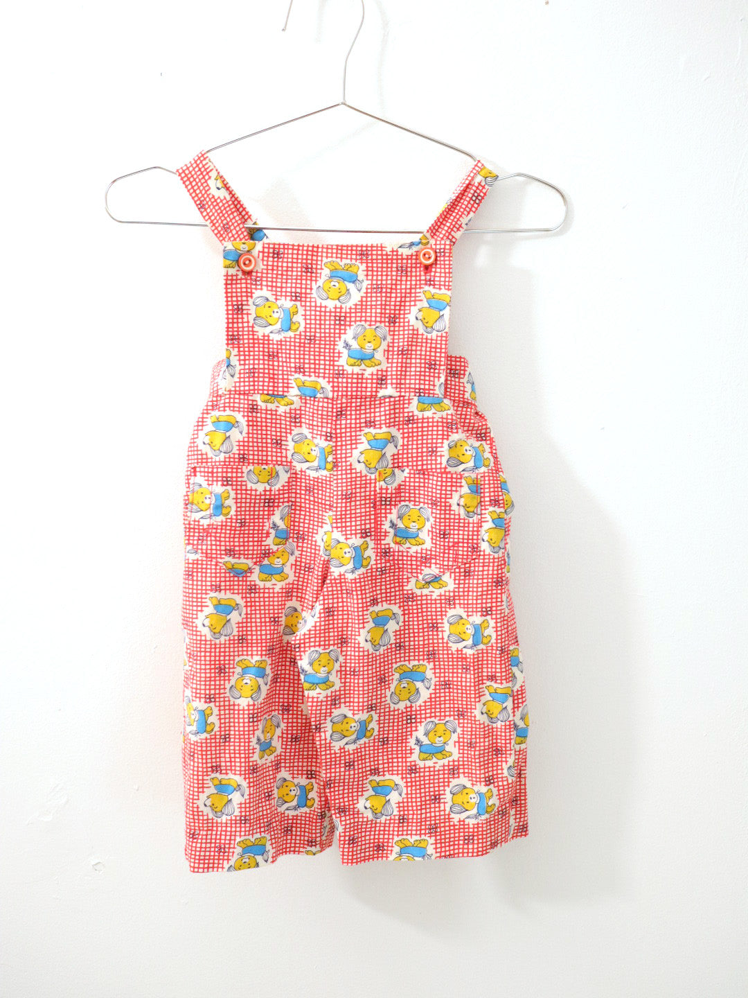 Vintage Red Dog & Plaid Print Overall / 12M
