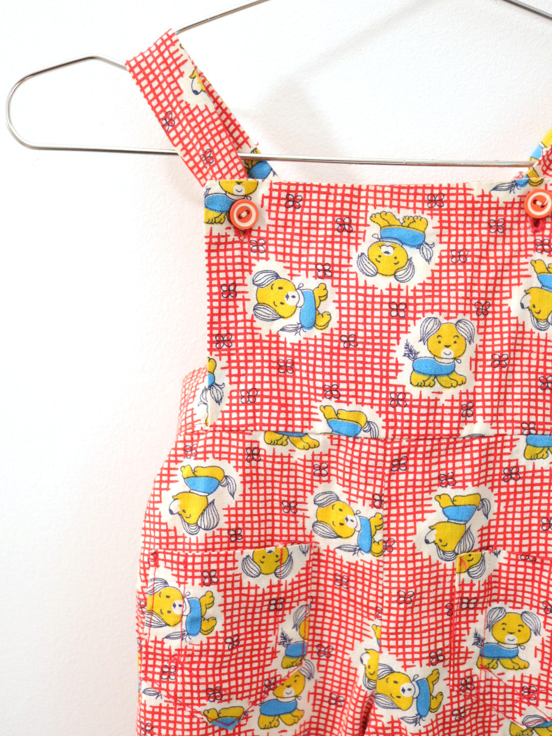 Vintage Red Dog & Plaid Print Overall / 12M
