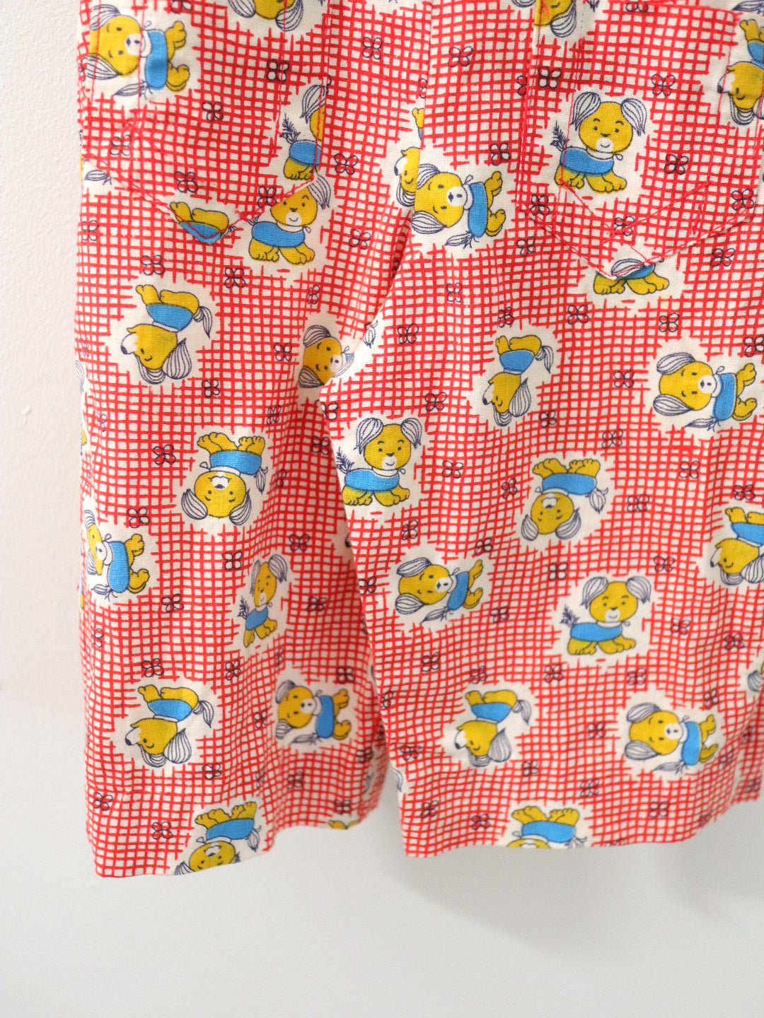 Vintage Red Dog & Plaid Print Overall / 12M