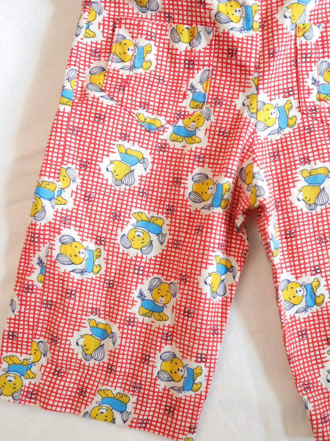 Vintage Red Dog & Plaid Print Overall / 12M