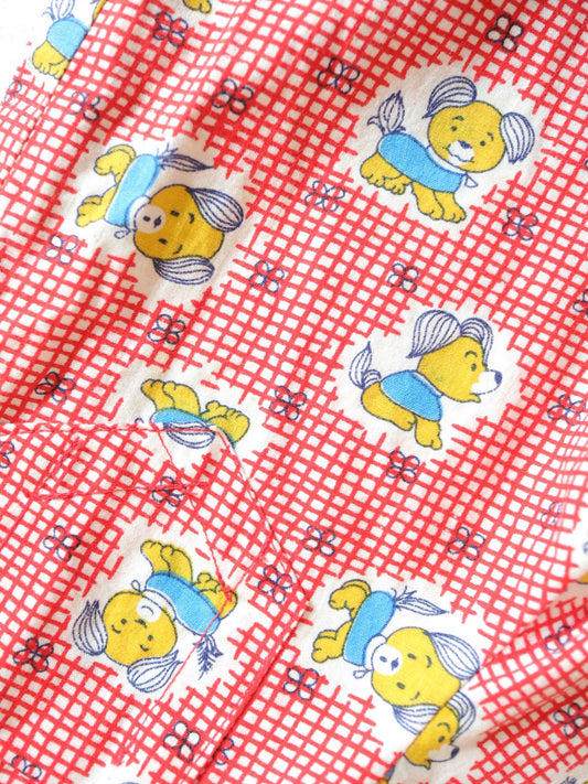 Vintage Red Dog & Plaid Print Overall / 12M