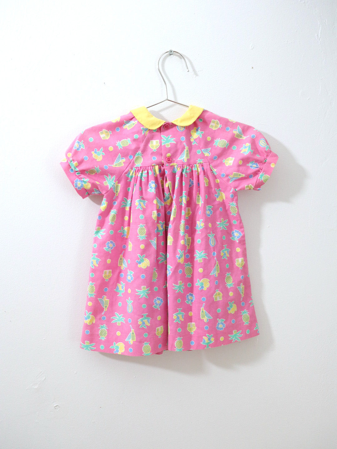 Vintage Pink Summer Fruits Print Dress / 18-24M