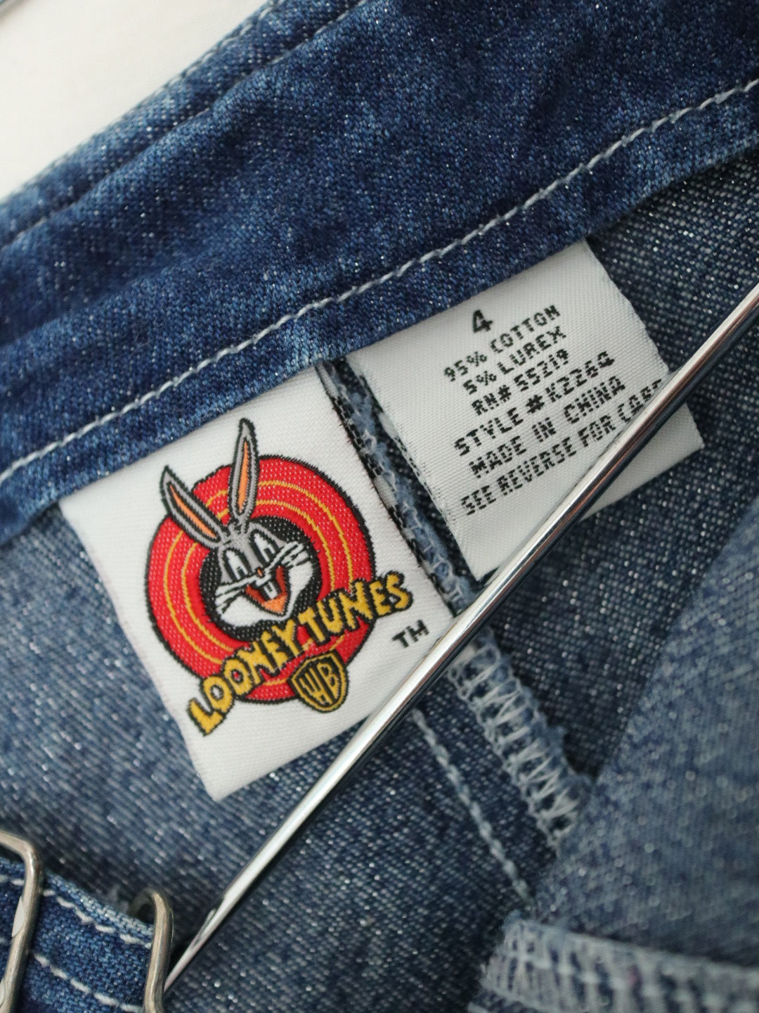 Y2K Looney Tunes Tweety Glitter Denim Overall / 4-5Y