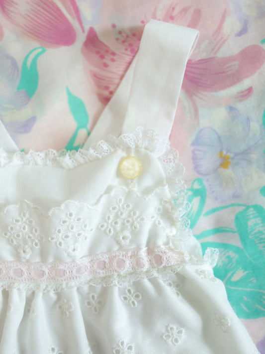 Vintage Baby Race White Romper / 0-3M, NB