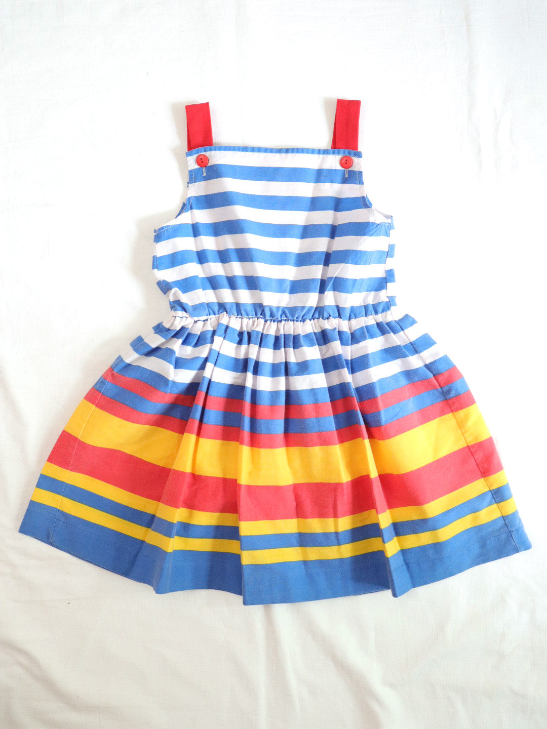 Vintage Multi Colour Stripe Summer Dress / 6Y