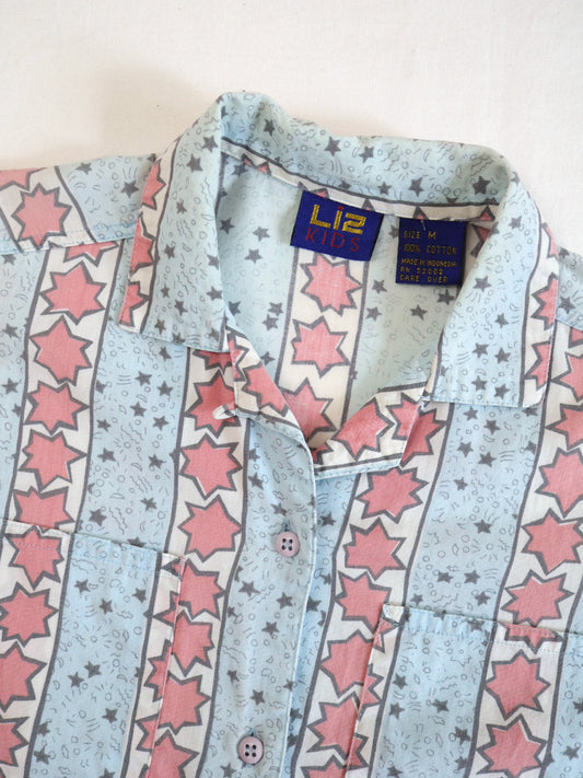 Vintage Stripe & Stars Print Oversized Shirt / Youth M, 10-12Y