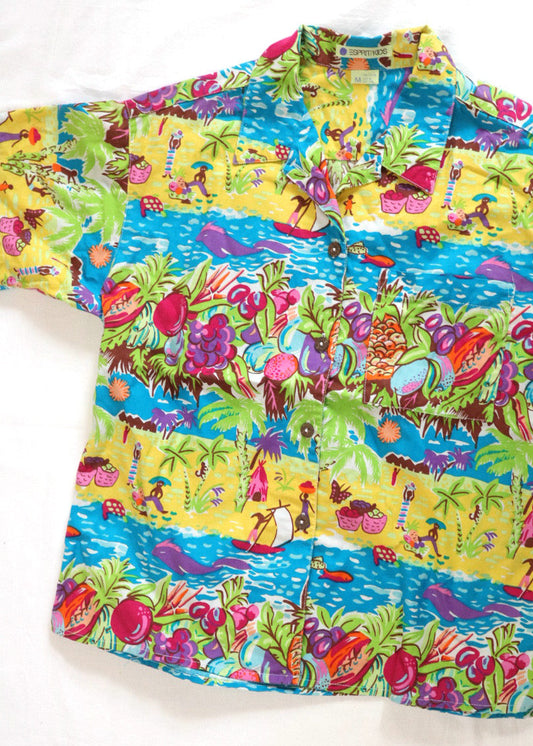 Vintage ESPRIT Kids Beach Print Multicolour Shirt / Youth M, 8-10Y