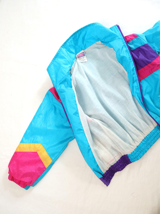 Vintage Blue & Pink Color Block Windbreaker Jacket / 4Y