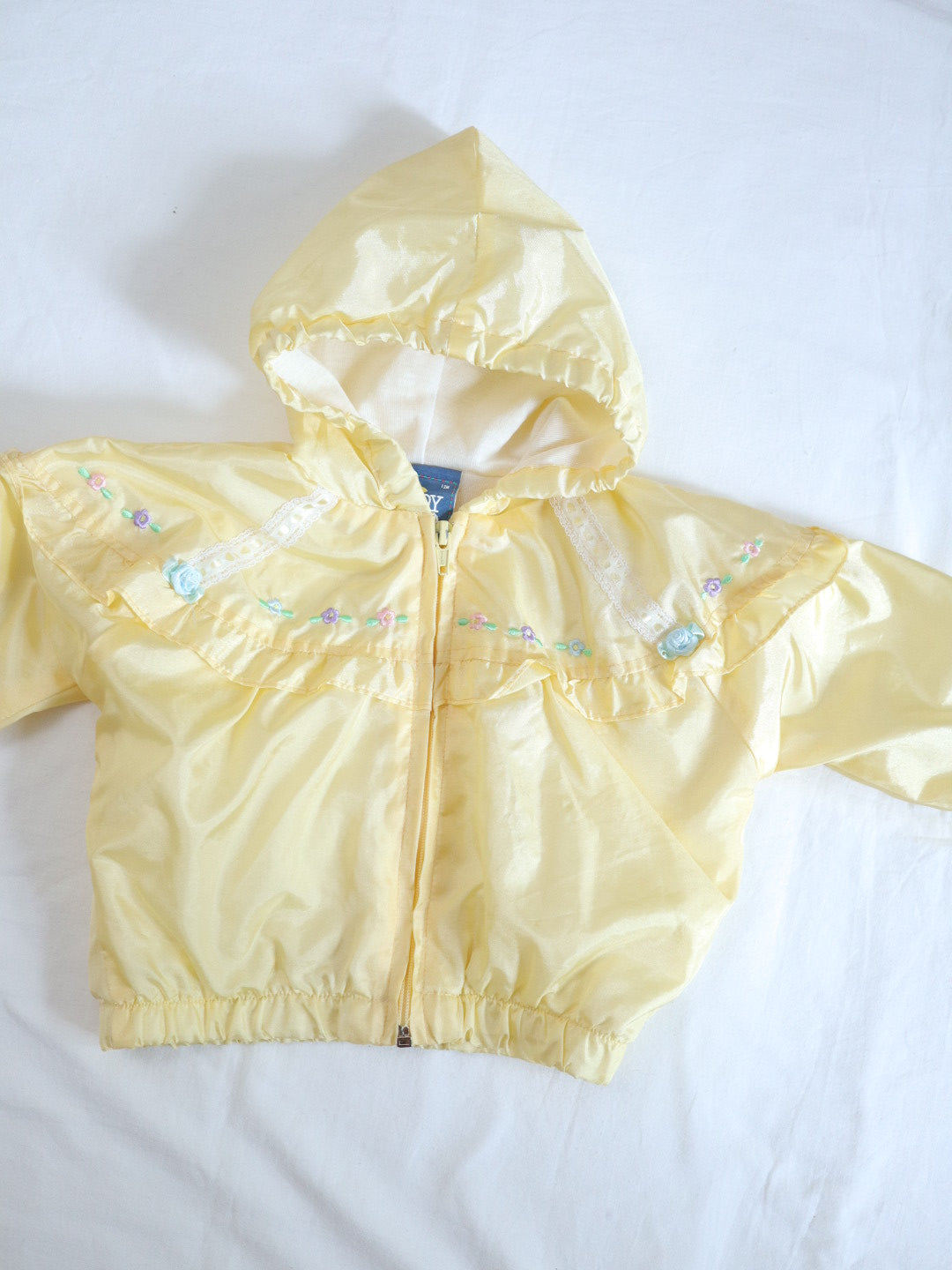 Vintage Hooded Yellow Flower Windbreaker Jacket / 12M