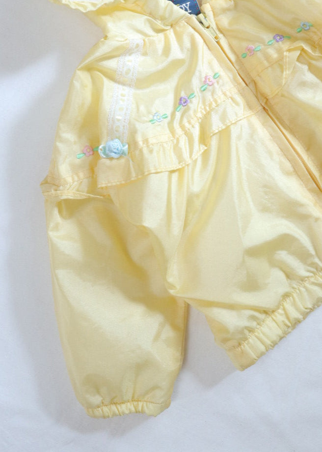 Vintage Hooded Yellow Flower Windbreaker Jacket / 12M