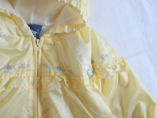Vintage Hooded Yellow Flower Windbreaker Jacket / 12M