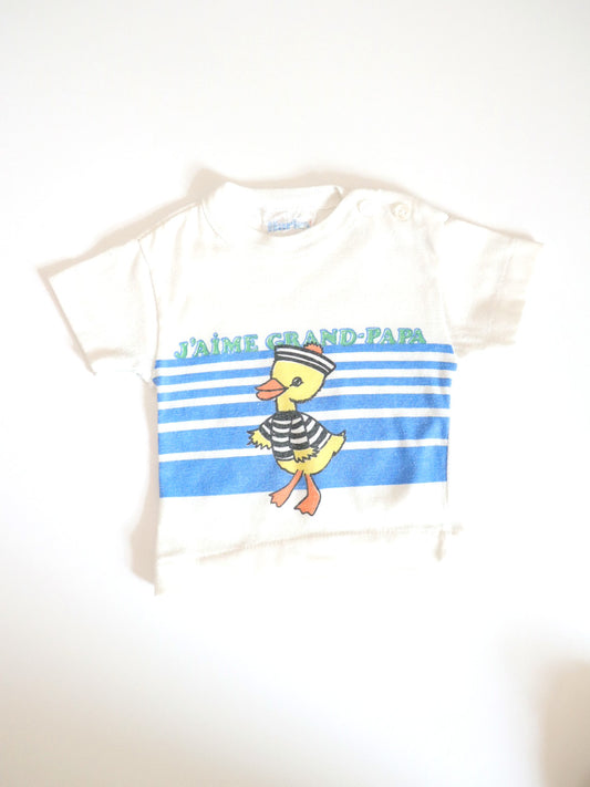 Vintage “J’AIME GRAND PAPA” Baby Tee + Summer Shorts Outfit SET / 6-12M