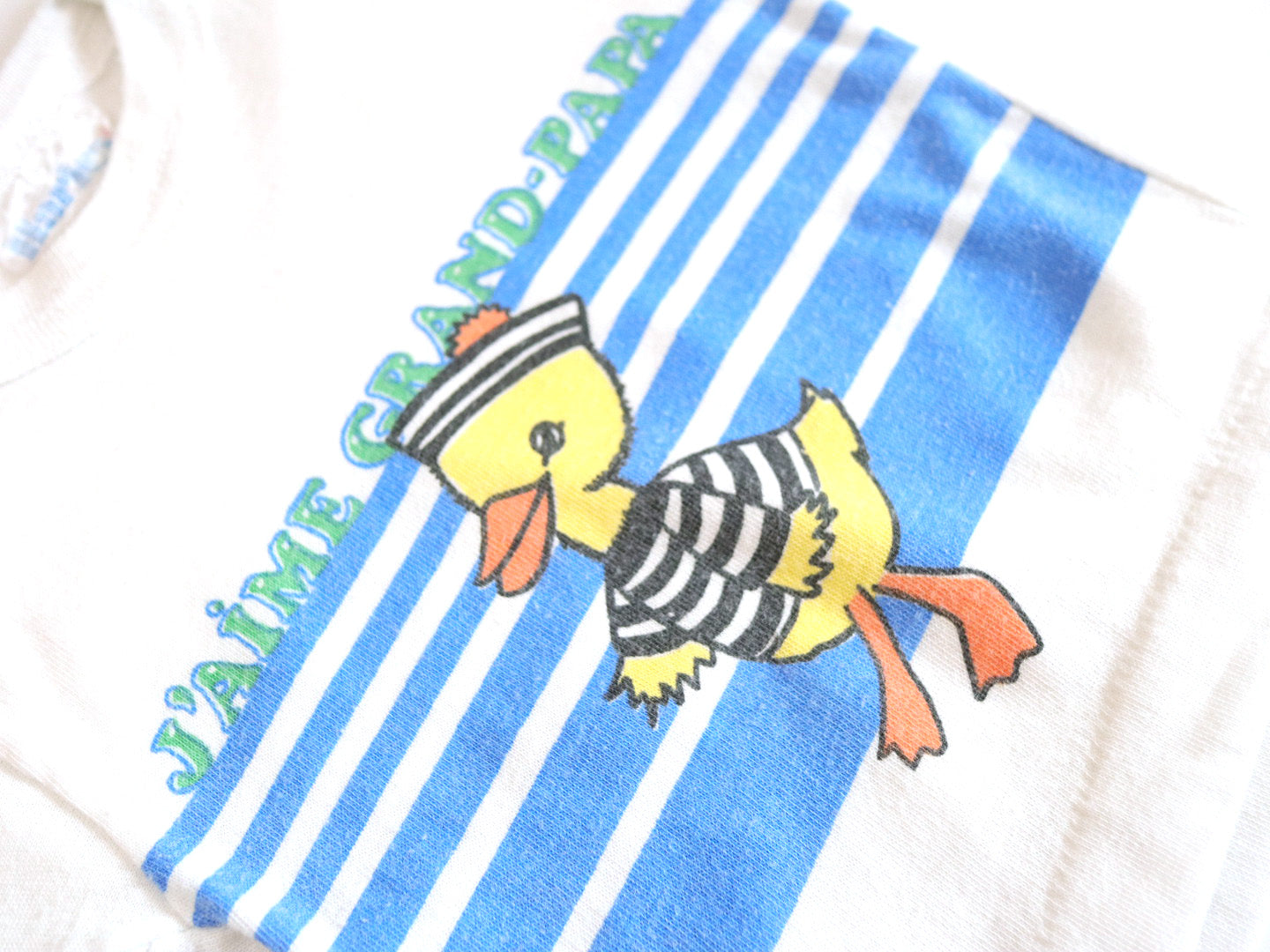Vintage “J’AIME GRAND PAPA” Baby Tee + Summer Shorts Outfit SET / 6-12M