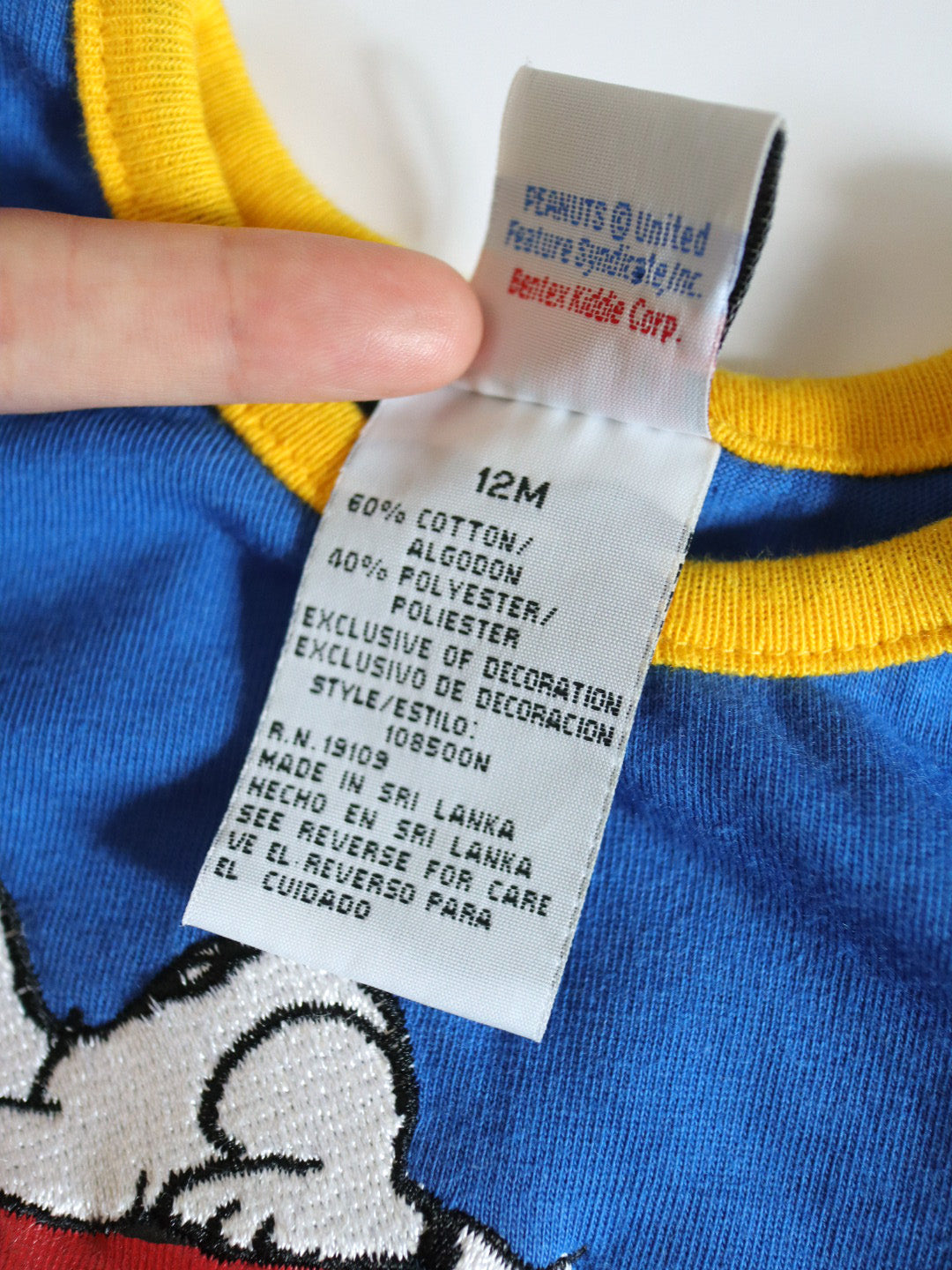 Retro PEANUTS SNOOPY Colour-block Onesie / 12M