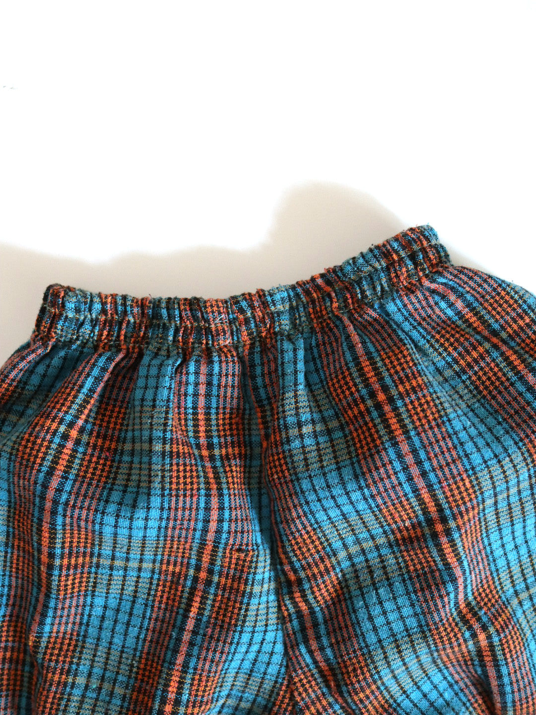 Vintage Rainbow Elephants Tee + Blue Plaid Shorts SET / 12-18M