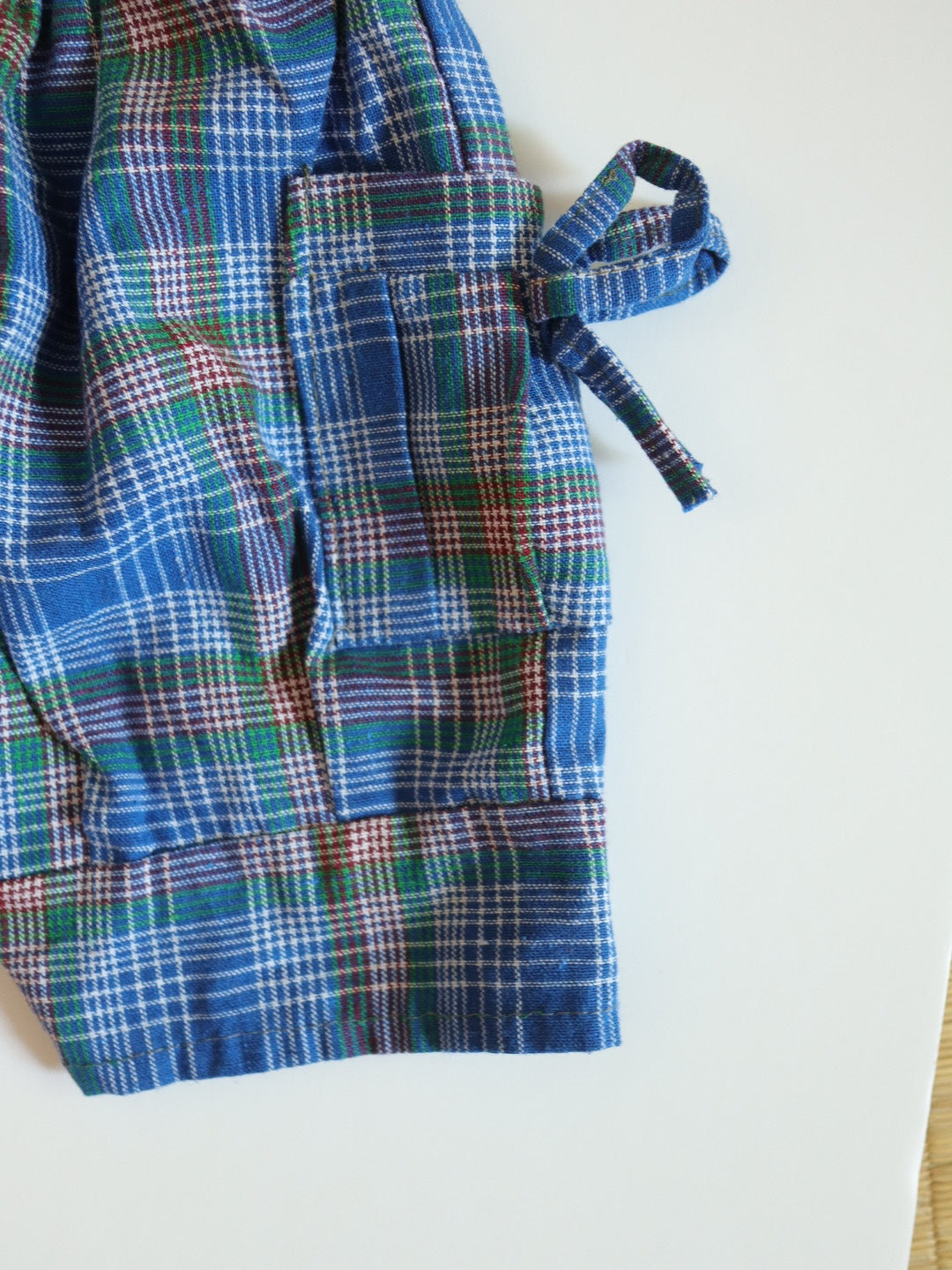 Vintage Jungle Monkeys Print Top + Blue Plaid Shorts SET / 18-24M, 2Y