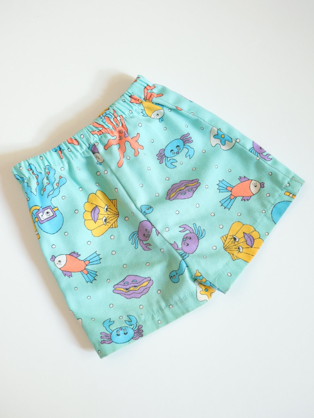 Vintage Beach Animals Blue Cotton Shorts / 12M