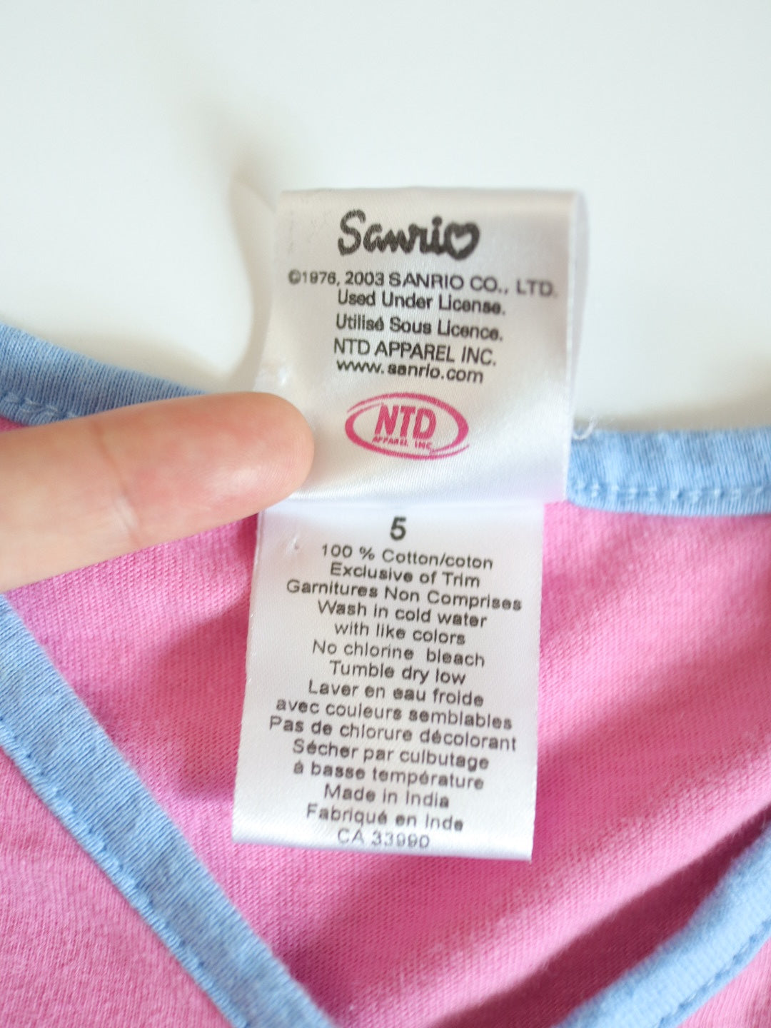 Y2K HELLO KITTY Pink Baby Tee / 4-5Y
